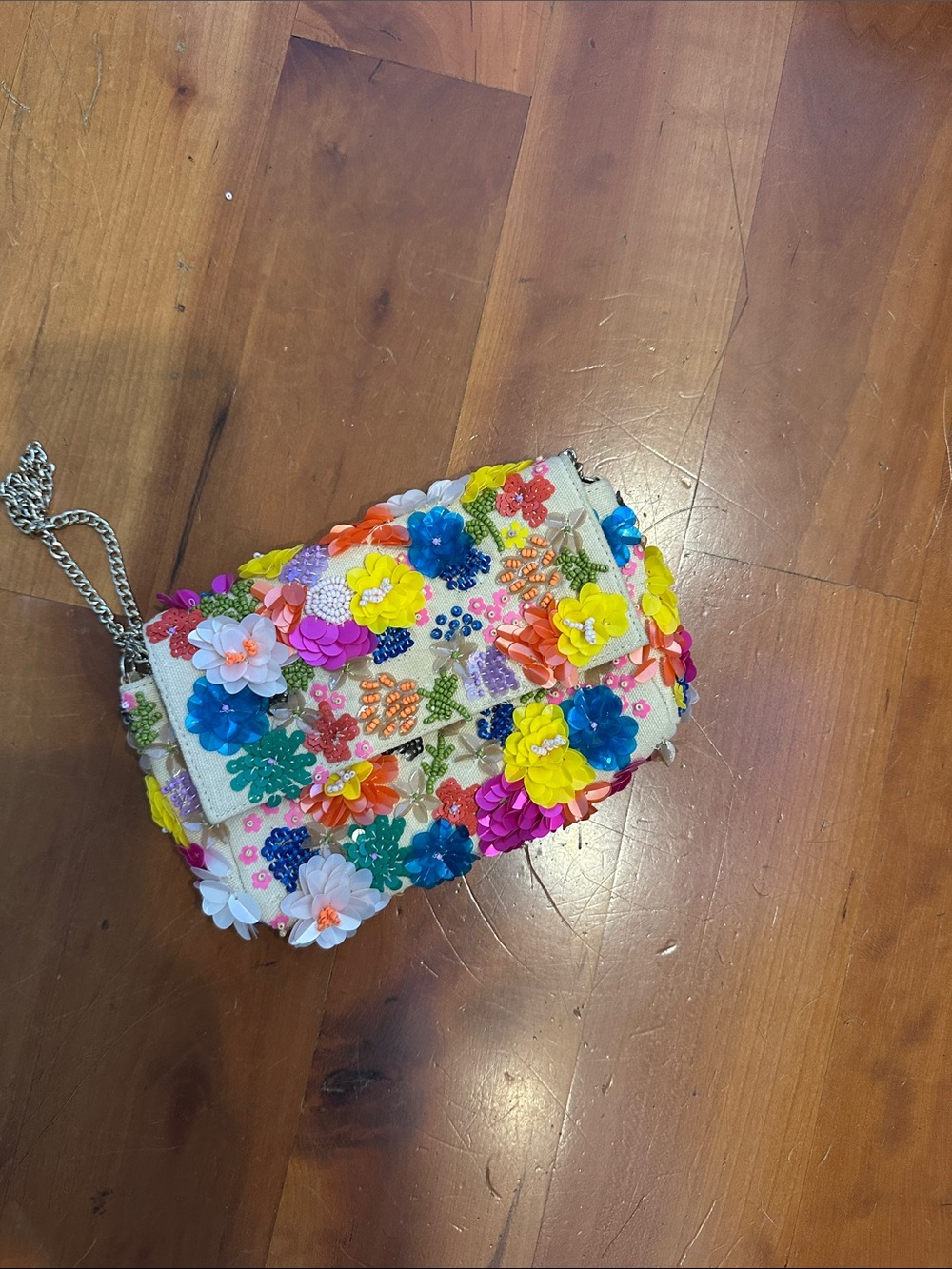 Floral Embellished Crossbody Bag - Multicolor